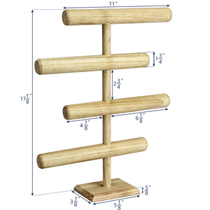 Ikee Design®Wooden Brown 4-Tier T-bar Jewelry Display Stand