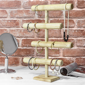 Ikee Design®Wooden Brown 4-Tier T-bar Jewelry Display Stand