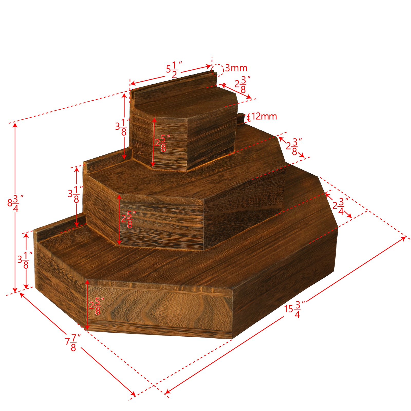 Ikee Design® 3-Tier Brown Color Wood Stair Step Shelf Step Display Risers