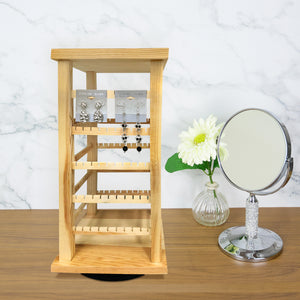 Ikee Design® Natural Wood Rotating Jewelry Earring Storage Display