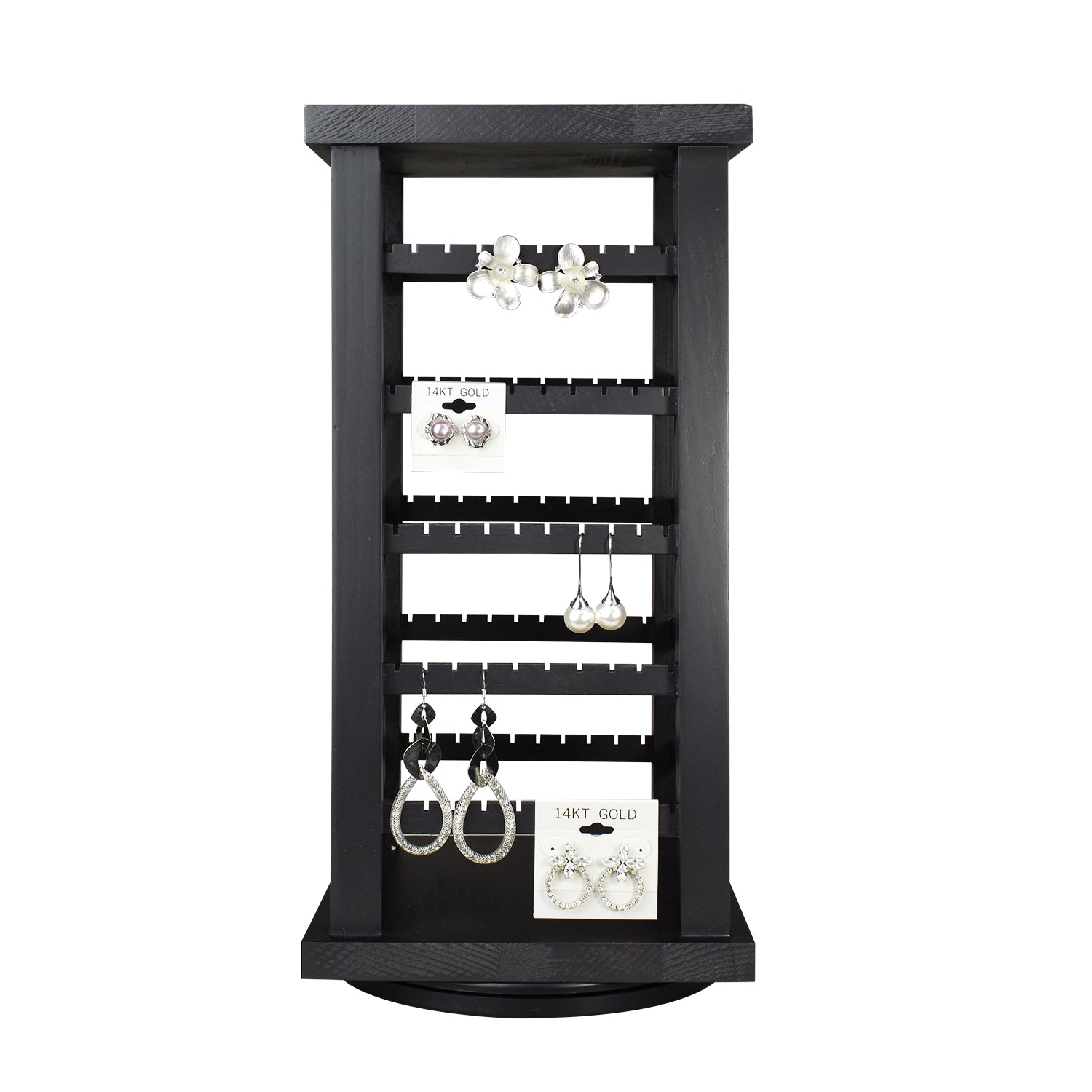 Ikee Design® Natural Wood Rotating Jewelry Earring Storage Display