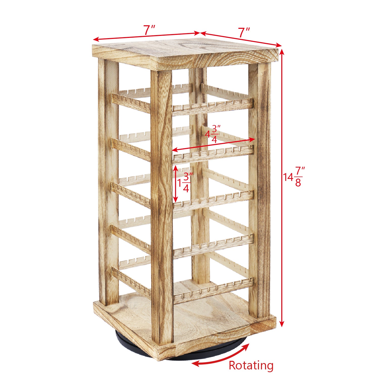 Ikee Design® Natural Wood Rotating Jewelry Earring Storage Display