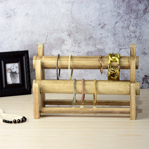 Ikee Design® Wooden 2-Tier Bar Bracelet/Bangle Jewelry Holder Stand Display Organizer