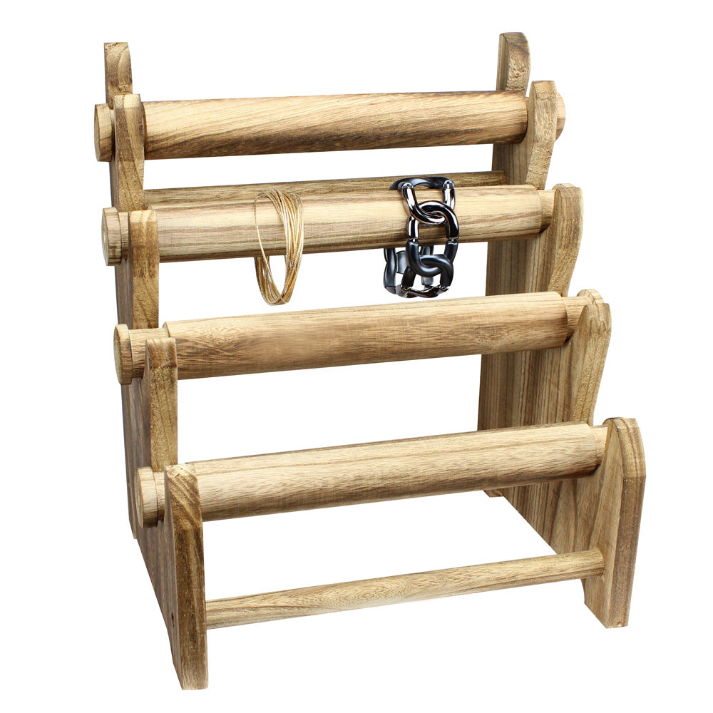 Ikee Design® Antique Wooden 4 Tier Bar Bracelet bangle holder Display