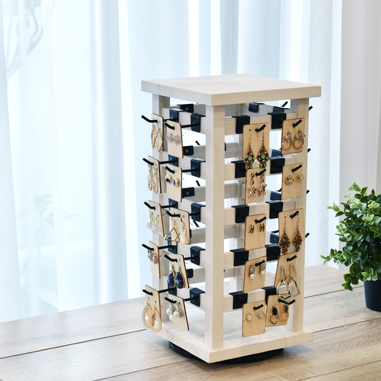 Ikee Design® Wood Rotating Jewelry Storage Display