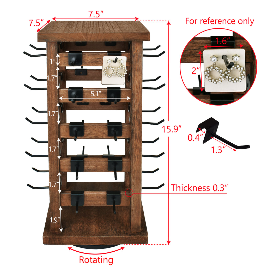 Ikee Design® Wood Rotating Jewelry Storage Display