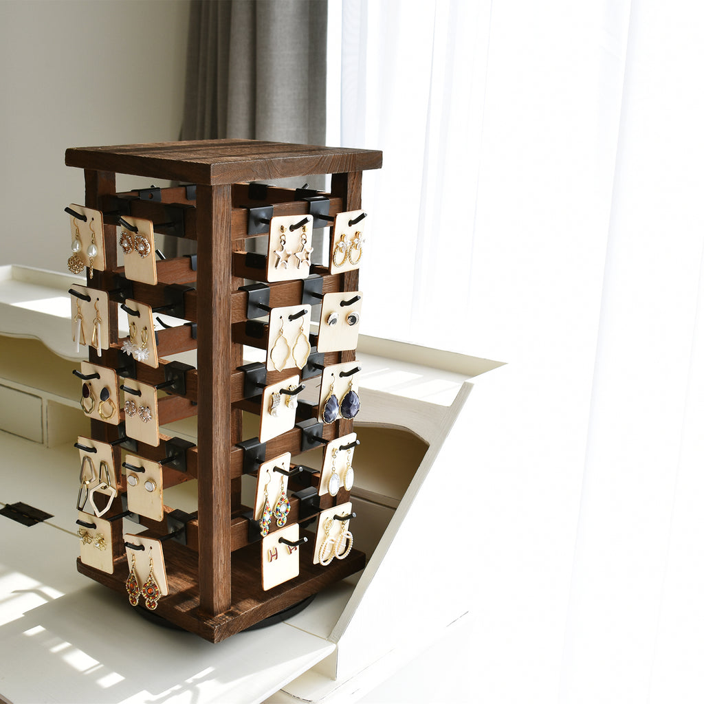 Ikee Design® Wood Rotating Jewelry Storage Display