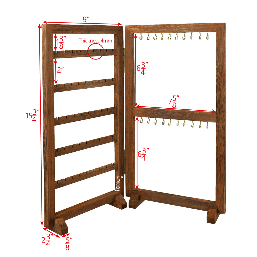 Ikee Design® Two-Sided Panel Jewelry Display Stand for displaying Earring Card, Brown Color