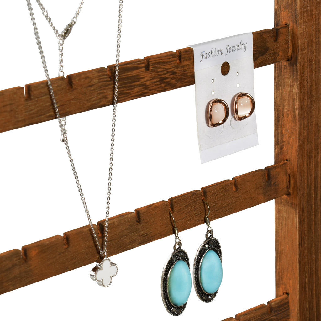 Ikee Design® Two-Sided Panel Jewelry Display Stand for displaying Earring Card, Brown Color