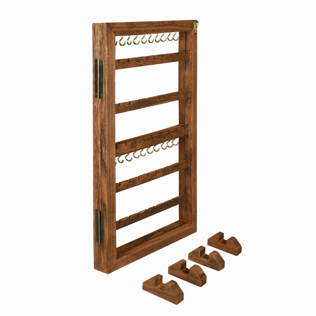 Ikee Design® Two-Sided Panel Jewelry Display Stand for displaying Earring Card, Brown Color