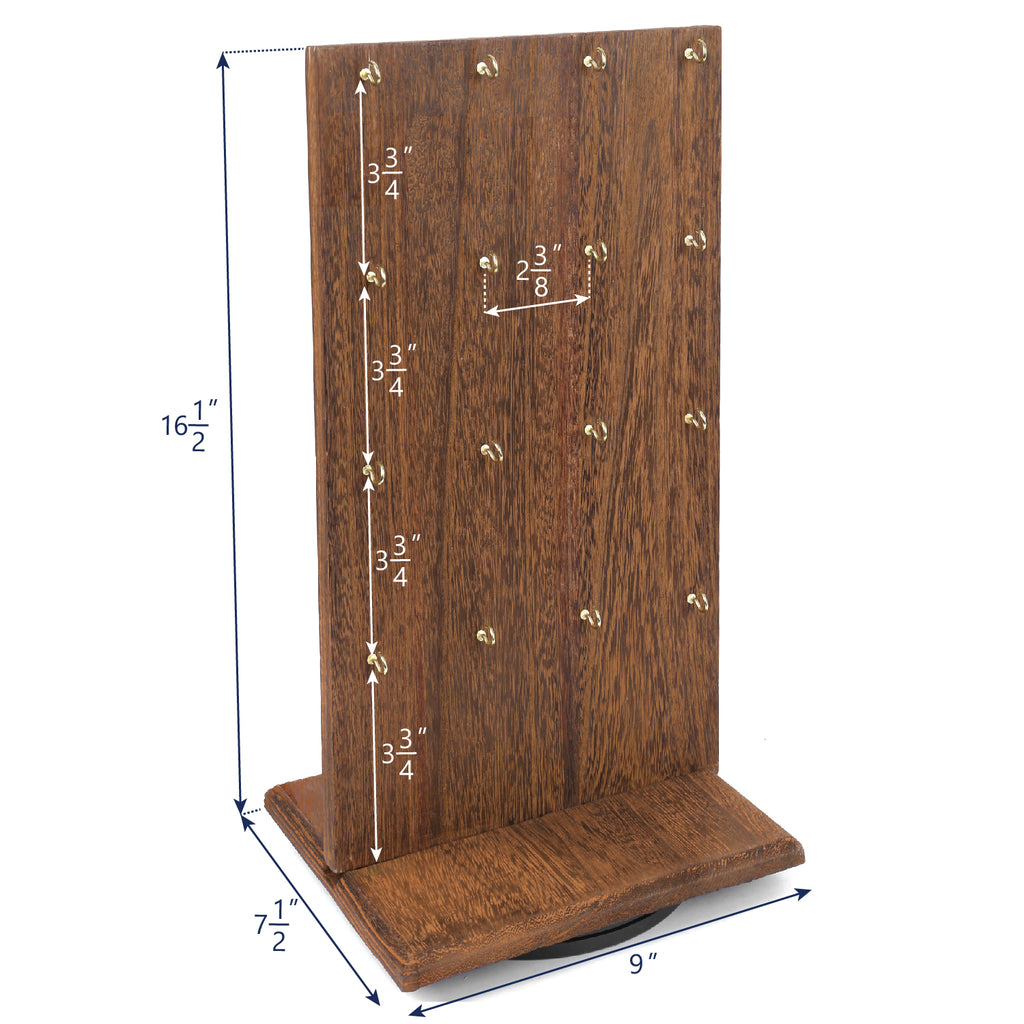 #WD5062 Two-Sided Wooden Jewelry Display Stand with 32 Hooks