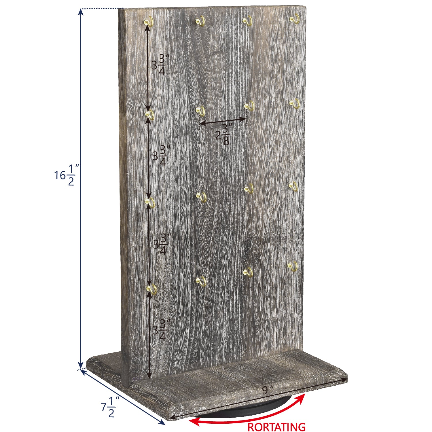 #WD5062 Two-Sided Wooden Jewelry Display Stand with 32 Hooks