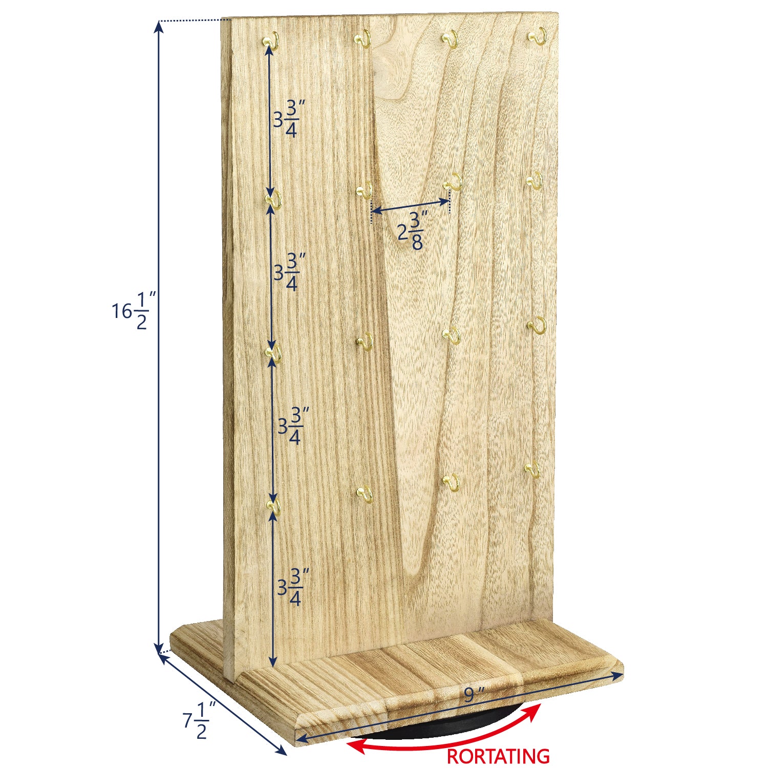 #WD5062 Two-Sided Wooden Jewelry Display Stand with 32 Hooks