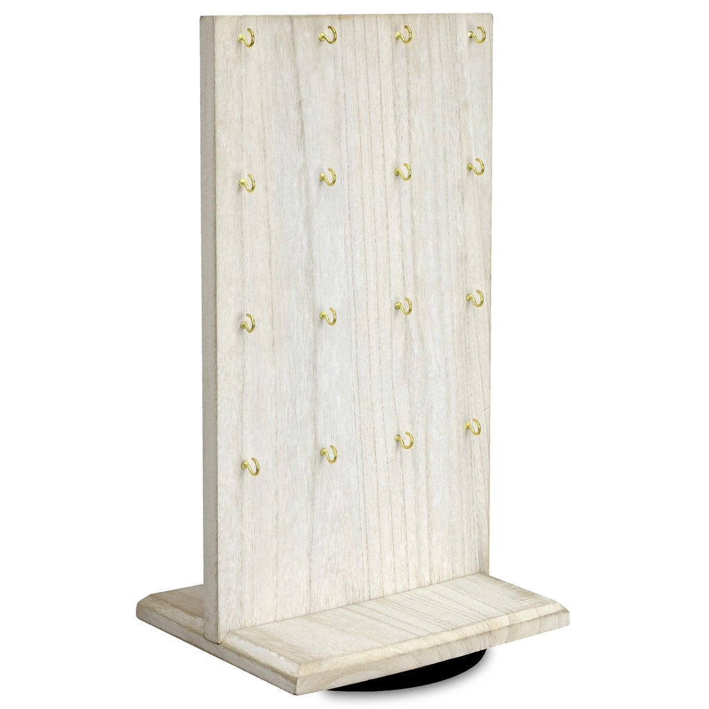 #WD5062 Two-Sided Wooden Jewelry Display Stand with 32 Hooks