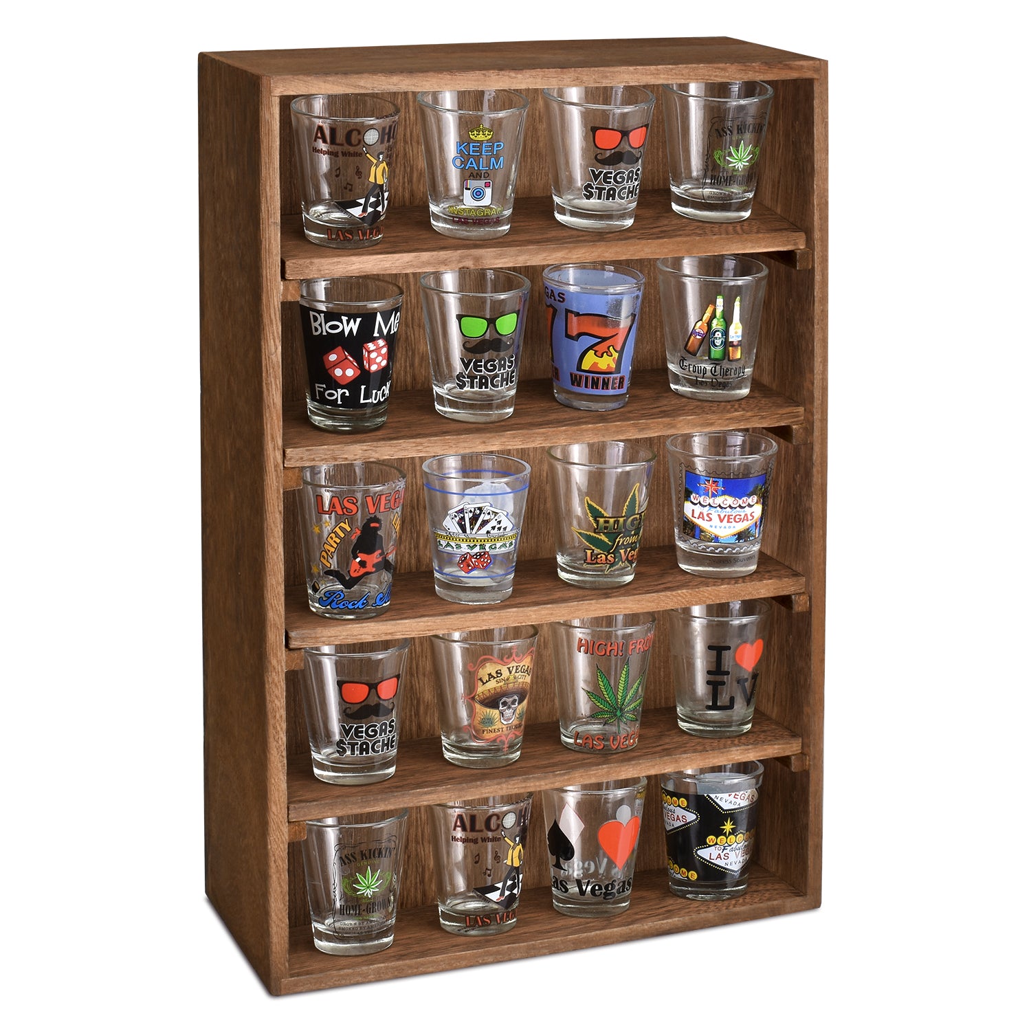 Ikee Design Wall-Mounted or Freestanding Wooden display 5-Shelf Rack