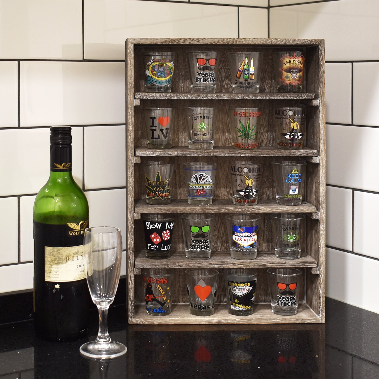 Ikee Design Wall-Mounted or Freestanding Wooden display 5-Shelf Rack