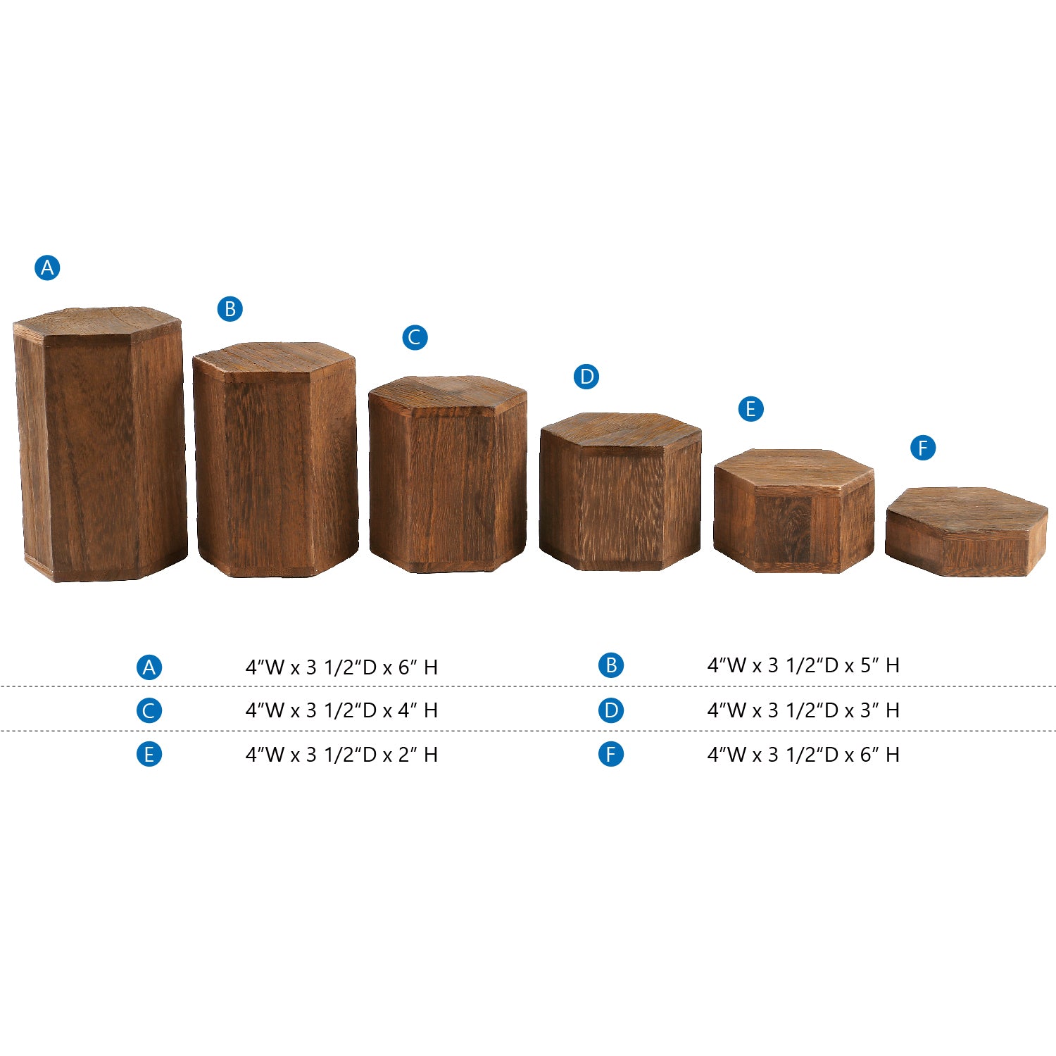 Ikee Design® Wooden 6 Pcs Hexagon Risers for Jewelry Accessories