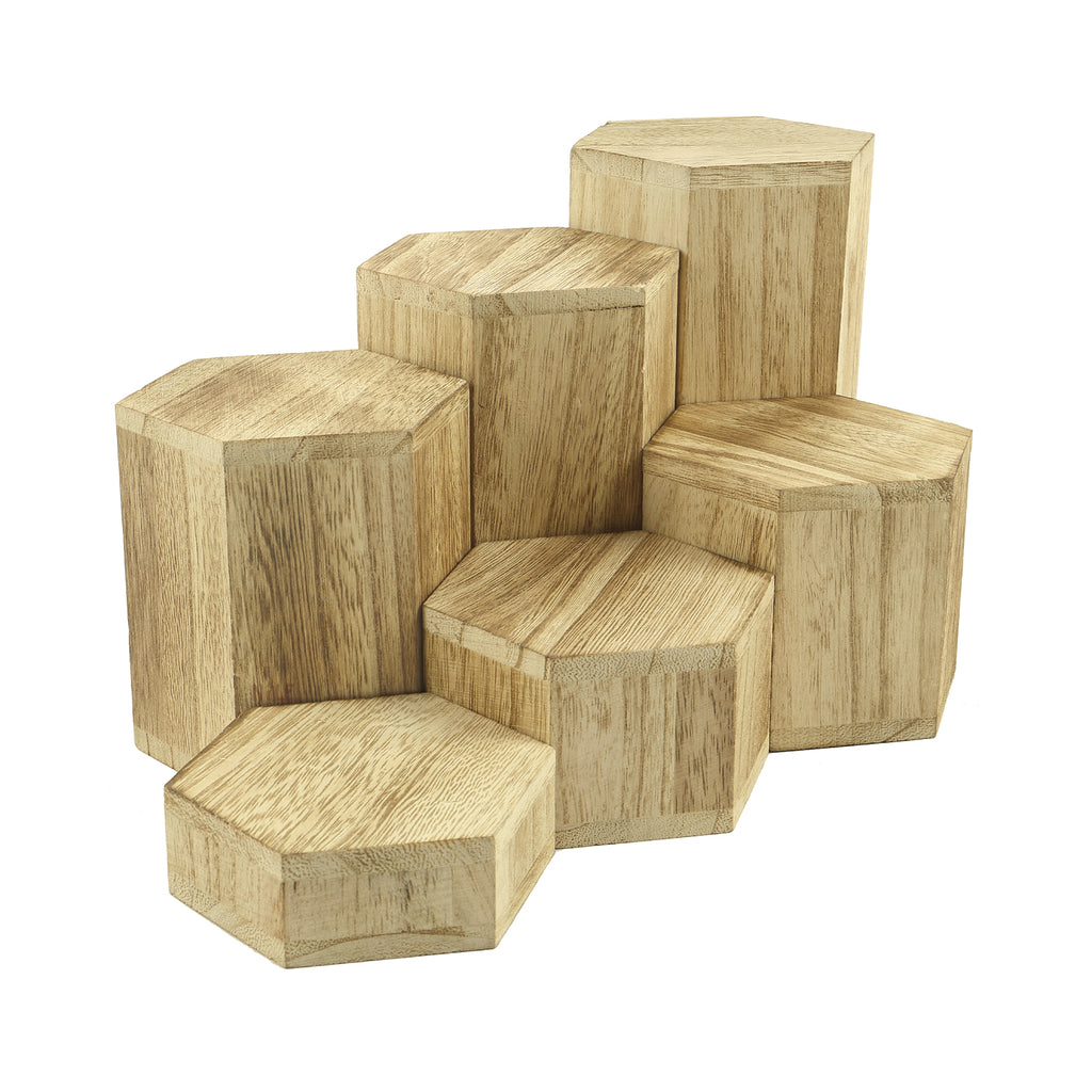 Ikee Design® Wooden 6 Pcs Hexagon Risers for Display Jewelry and Accessories