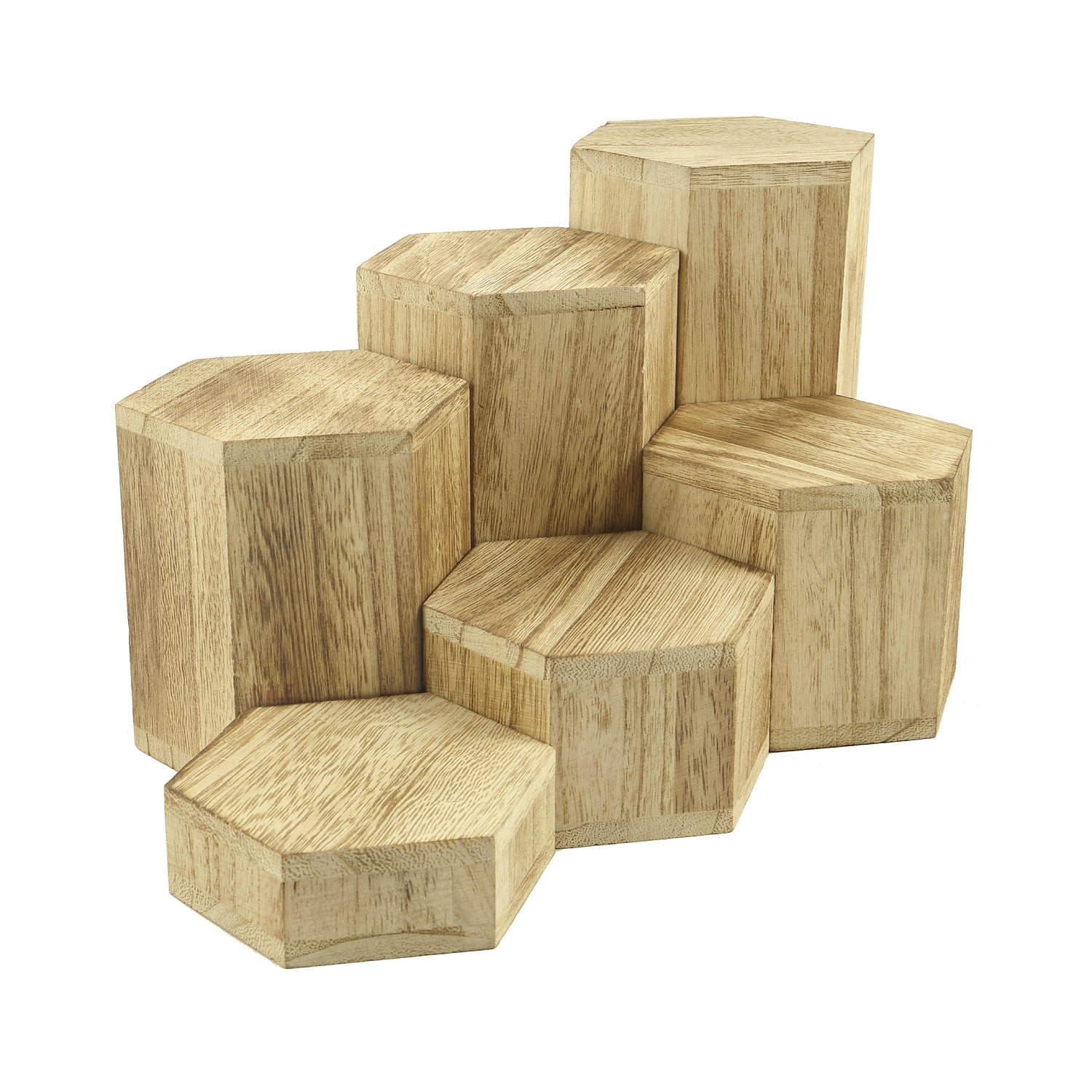 Ikee Design® Wooden 6 Pcs Hexagon Risers for Jewelry Accessories