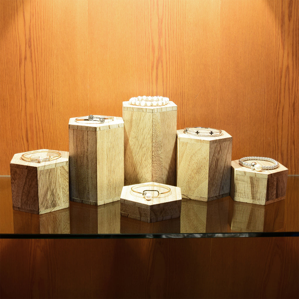 Ikee Design® Wooden 6 Pcs Hexagon Risers for Display Jewelry and Accessories