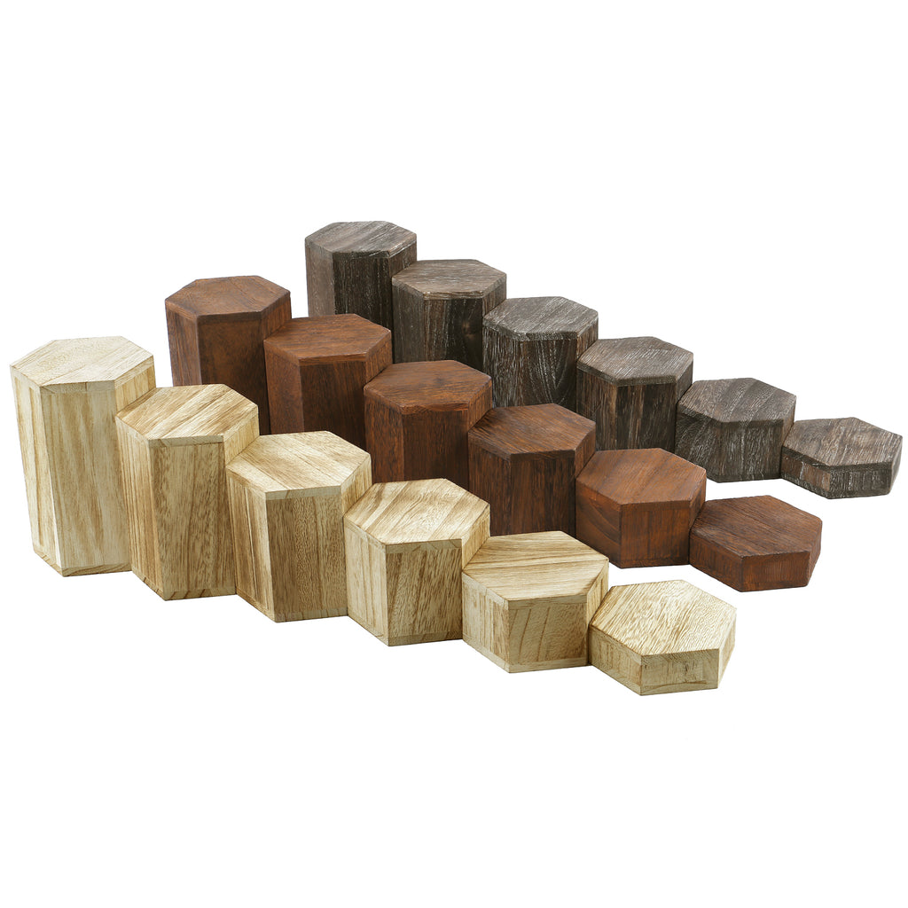 Ikee Design® Wooden 6 Pcs Hexagon Risers for Display Jewelry and Accessories