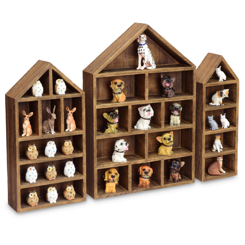Ikee Design® House-Shaped Wooden Shadow Cubby Box Display Shelf, Set of 3