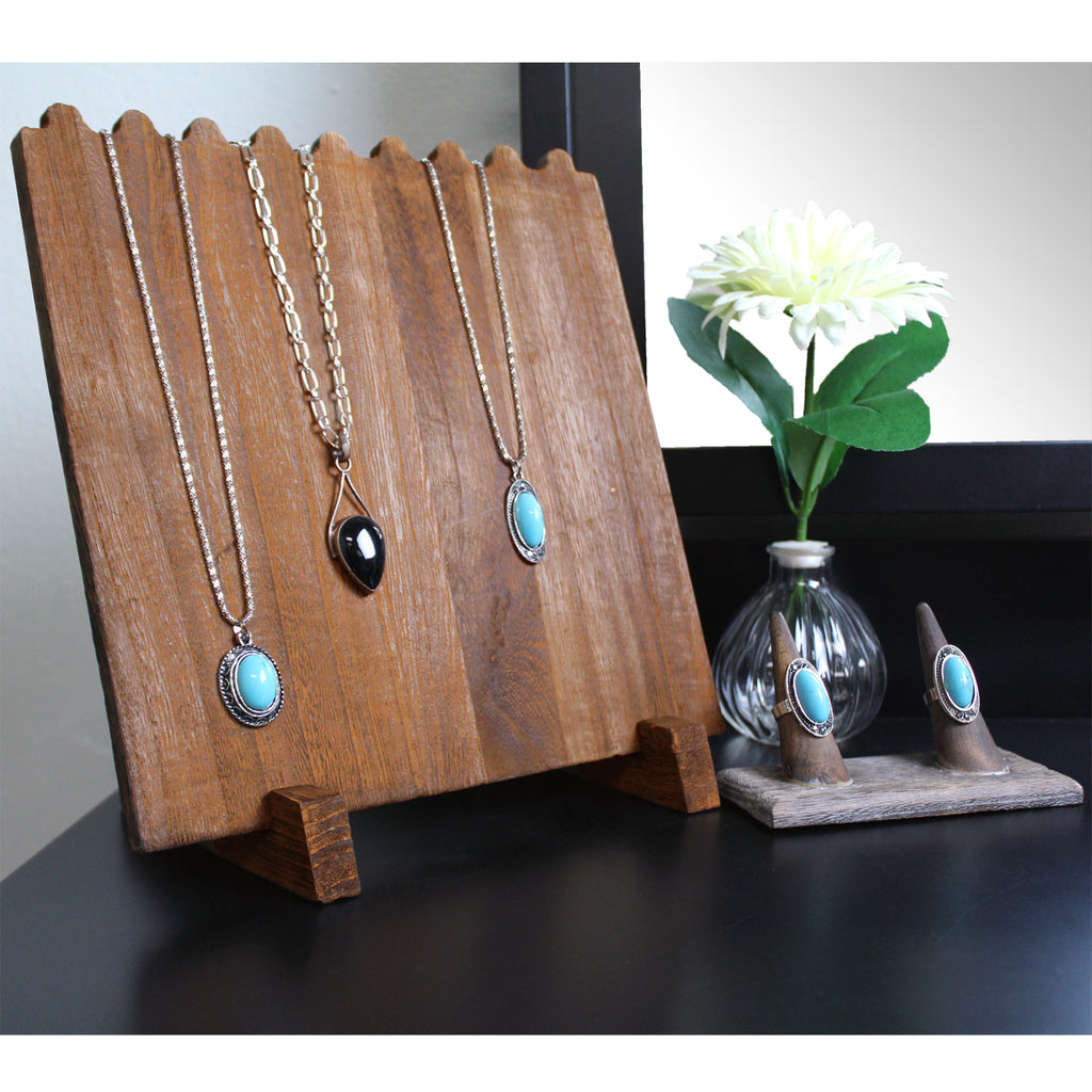 Ikee Design® Wooden Plank Necklace Jewelry Display Stand for 8 Necklaces