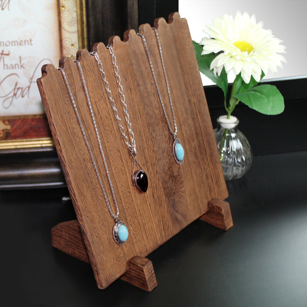 Ikee Design® Wooden Plank Necklace Jewelry Display Stand for 8 Necklaces