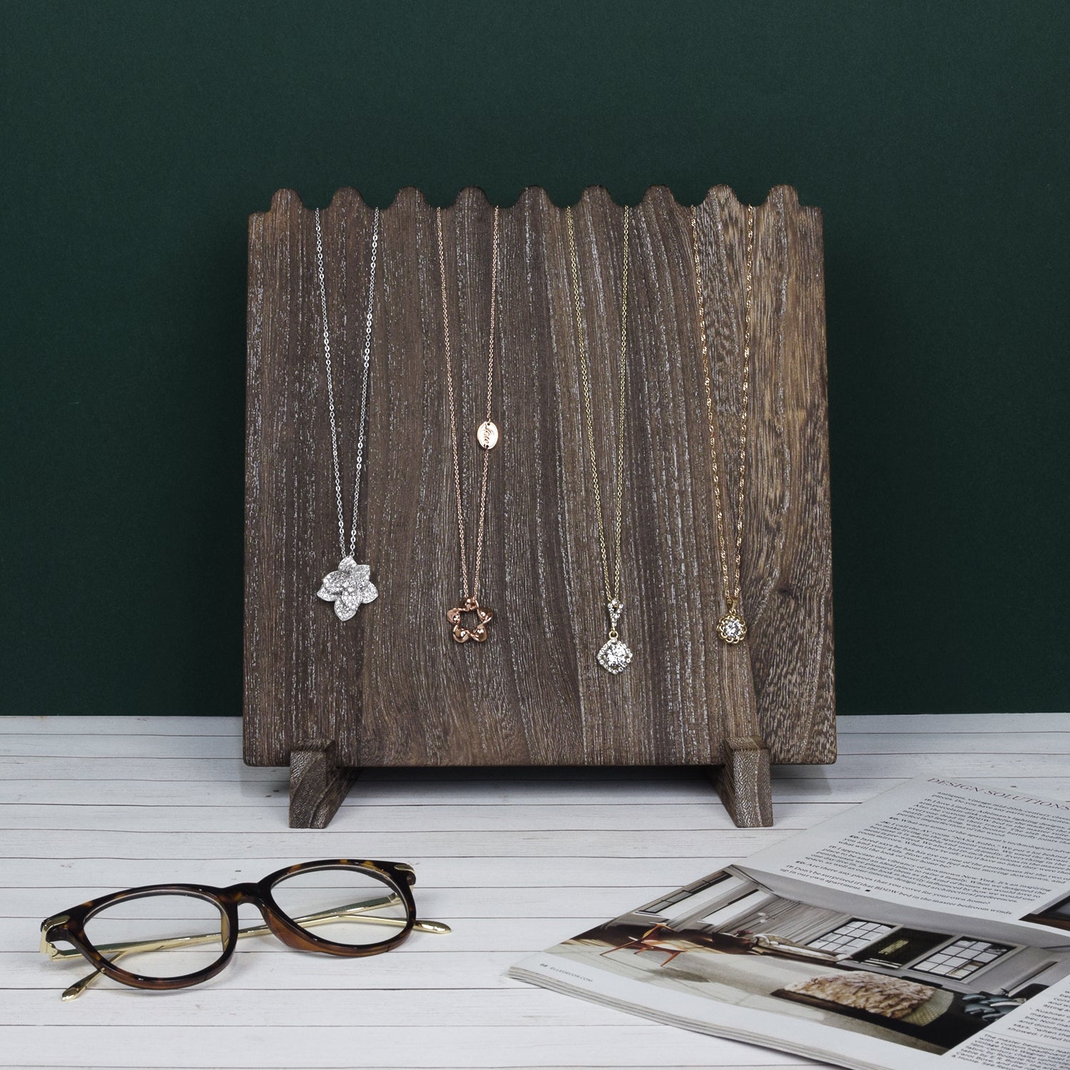Ikee Design® Wooden Plank Necklace Jewelry Display Stand for 8 Necklaces