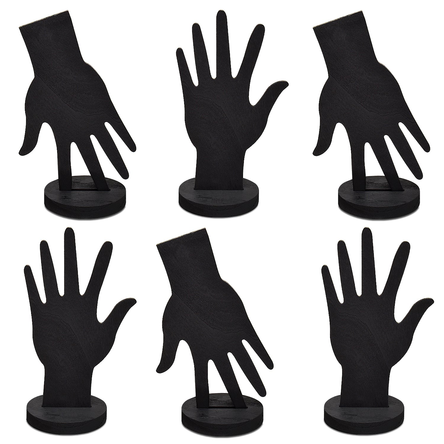 Ikee Design® 6 Pcs Set Wooden Hand Form Jewelry Display Bracelet Ring Stand Holder
