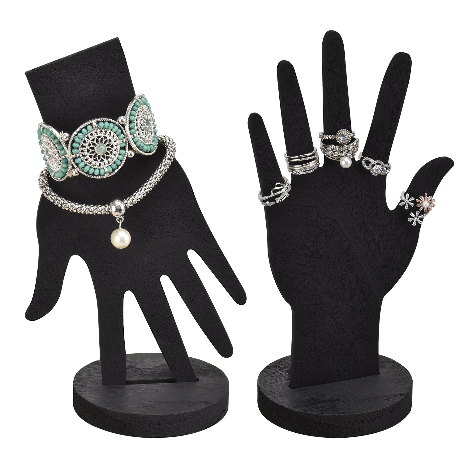Ikee Design® 6 Pcs Set Wooden Hand Form Jewelry Display Bracelet Ring Stand Holder