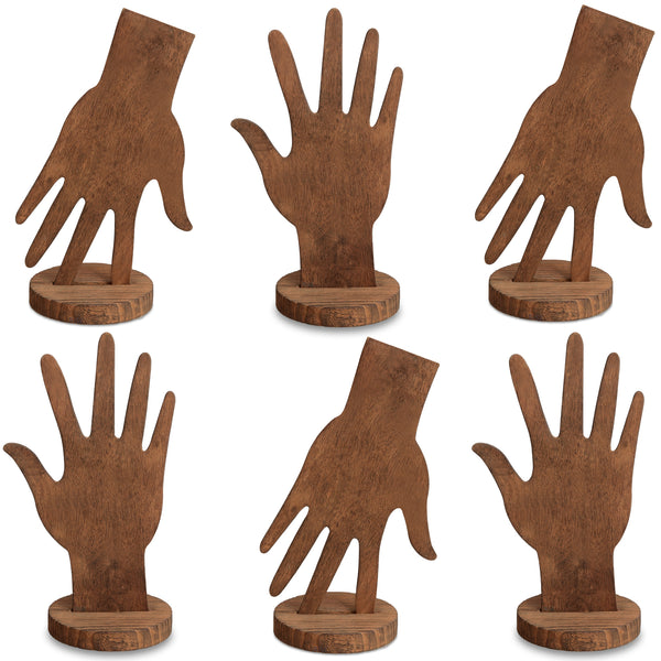 Ikee Design® 6 Pcs Set Wooden Hand Form Jewelry Display Bracelet Ring Stand Holder