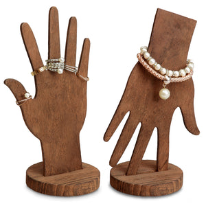 Ikee Design® 6 Pcs Set Wooden Hand Form Jewelry Display Bracelet Ring Stand Holder