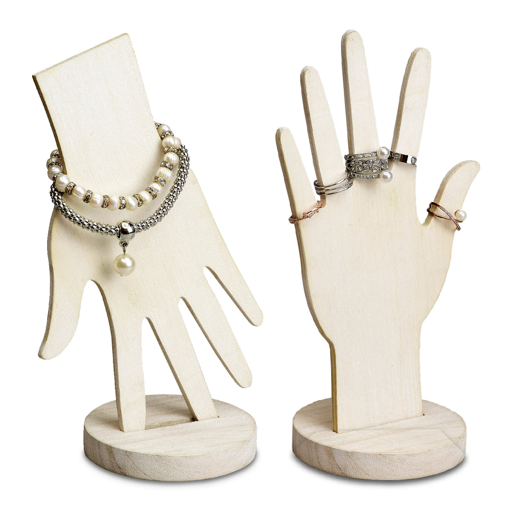 Ikee Design® 6 Pcs Set Wooden Hand Form Jewelry Display Bracelet Ring Stand Holder