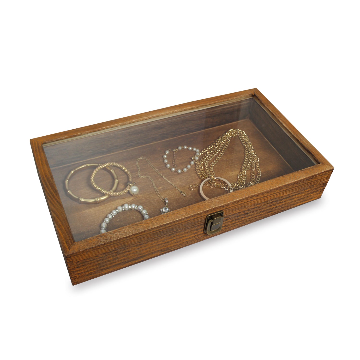 Ikee Design® Wooden Storage Case with Tempered Glass View Top