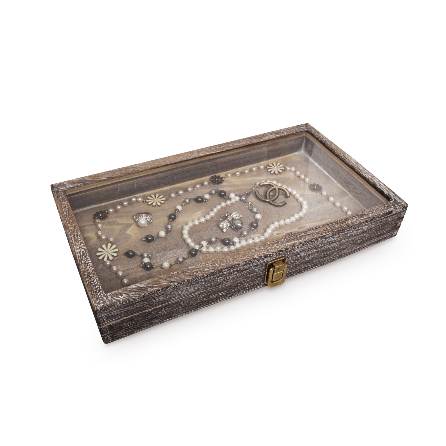 Ikee Design® Wooden Storage Case with Tempered Glass View Top