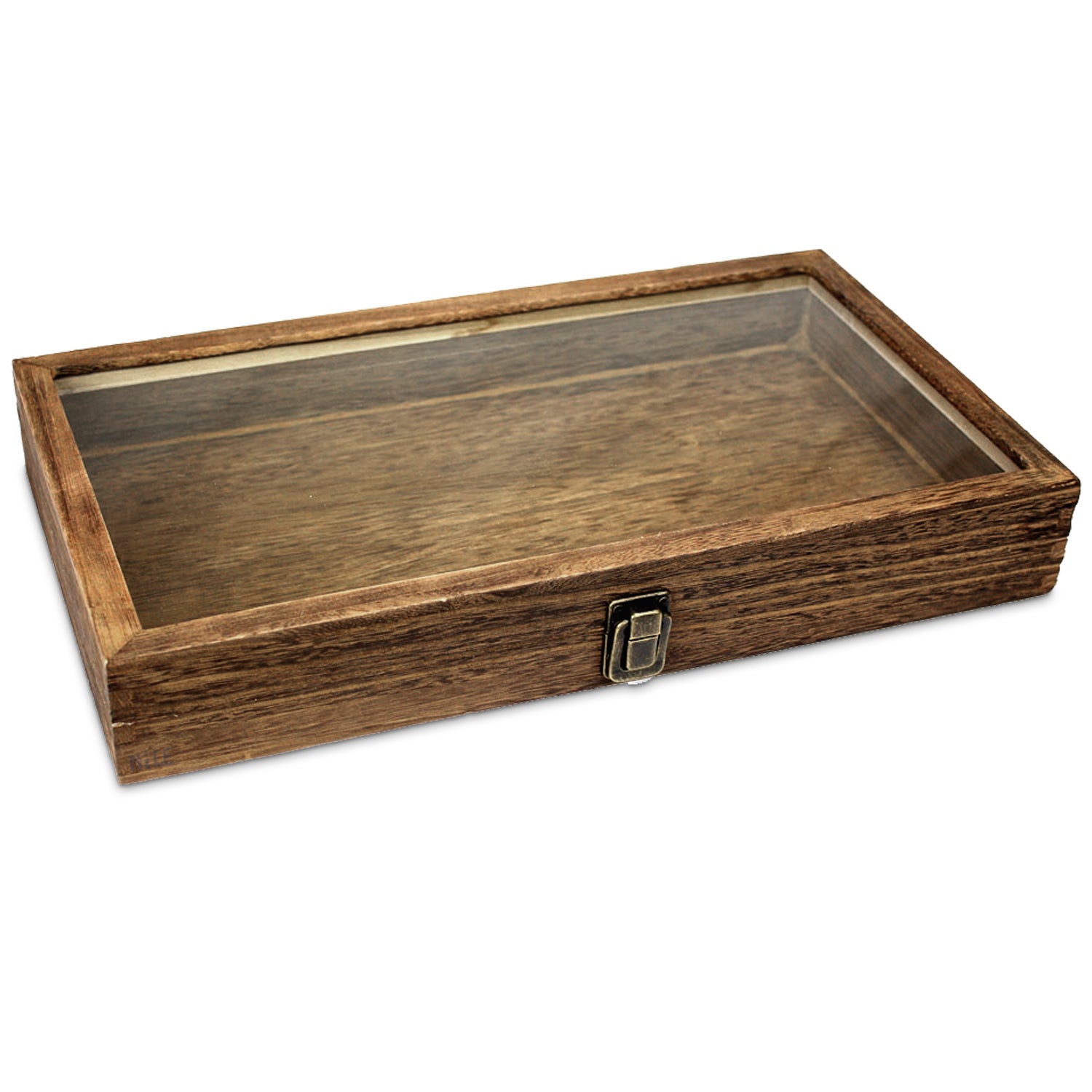 Ikee Design® Antique Wood Storage Jewelry display Case with Tempered Glass View Top