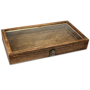 Ikee Design® Antique Wood Storage Jewelry display Case with Tempered Glass View Top