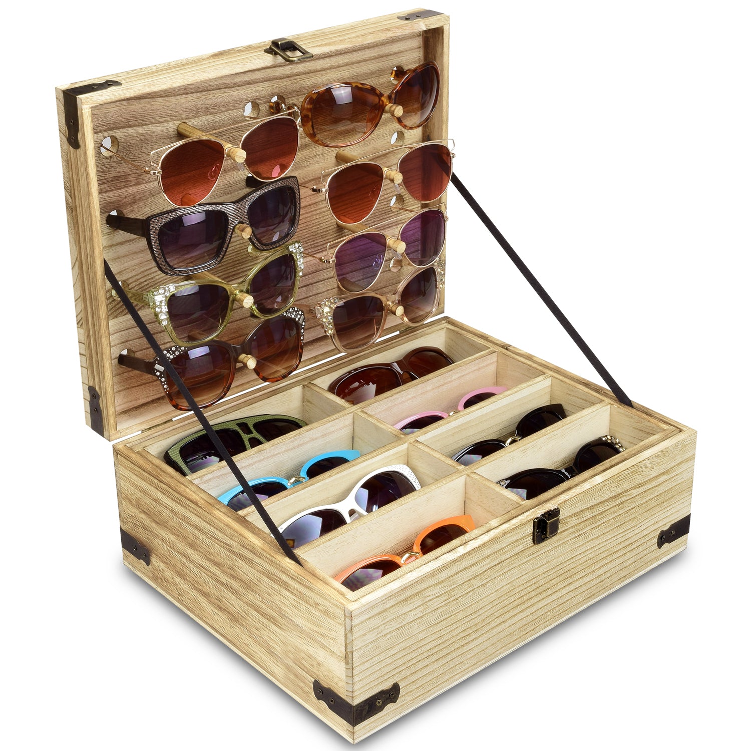 Amazon.com: Ikee Design Wooden Eyeglasses Sunglasses Display Storage Case,  Eyewear Organizer Chest Display Holder, 13 7/8 W x 5 3/4 D x 10 7/8 H in :  Clothing, Shoes & Jewelry