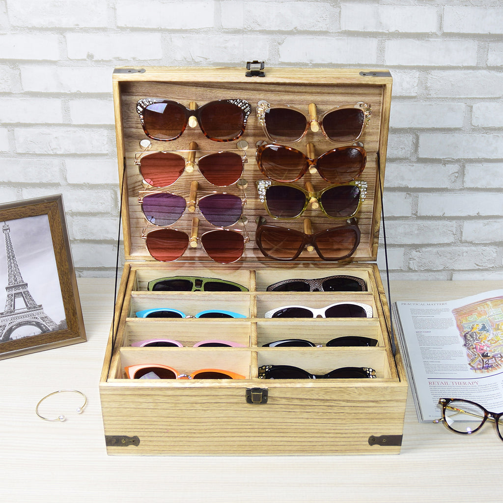 Ikee Design® Wooden Eyeglasses Sunglasses & Eyewear Display Storage Case