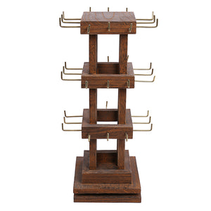 Ikee Design® Natural Wood Rotating 36 Hooks Jewelry Tower