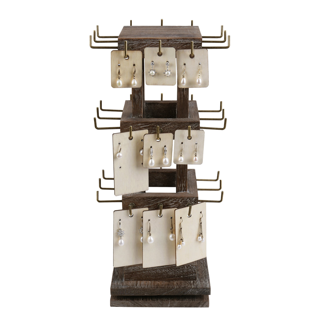 Ikee Design® Natural Wood Rotating 36 Hooks Jewelry Tower