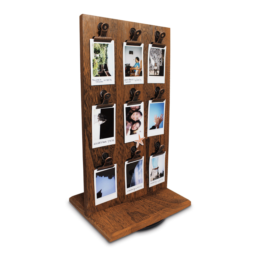 Ikee Design® Rotating Wooden Two-Sided Display Stand with Clips