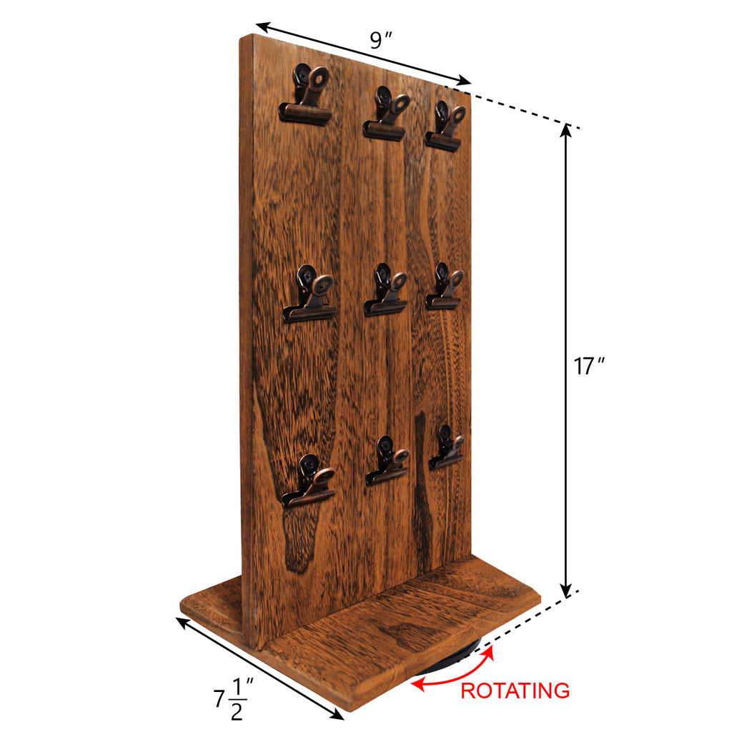 Ikee Design® Rotating Wooden Two-Sided Display Stand with Clips