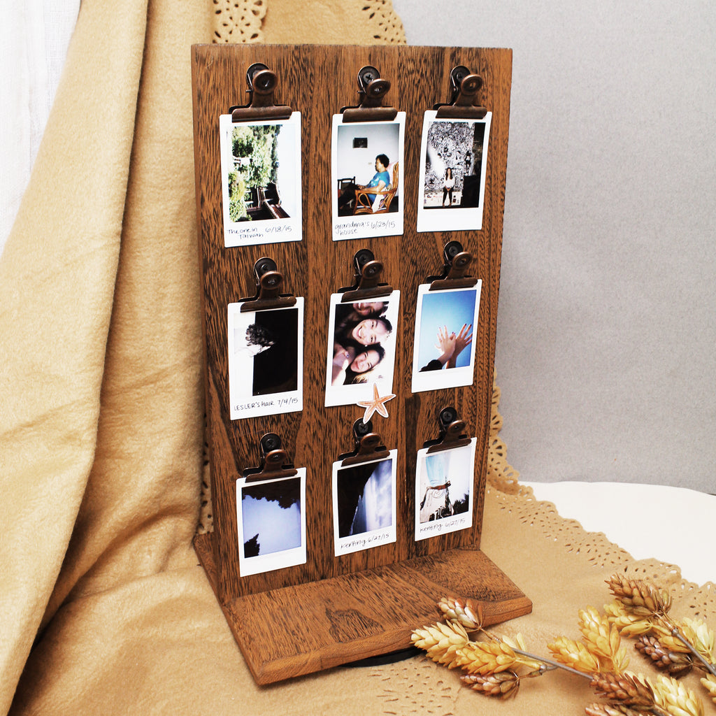 Ikee Design® Rotating Wooden Two-Sided Display Stand with Clips