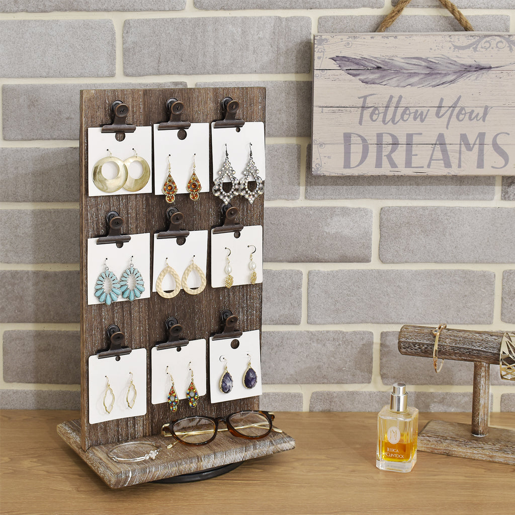 Ikee Design® Rotating Wooden Two-Sided Display Stand with Clips