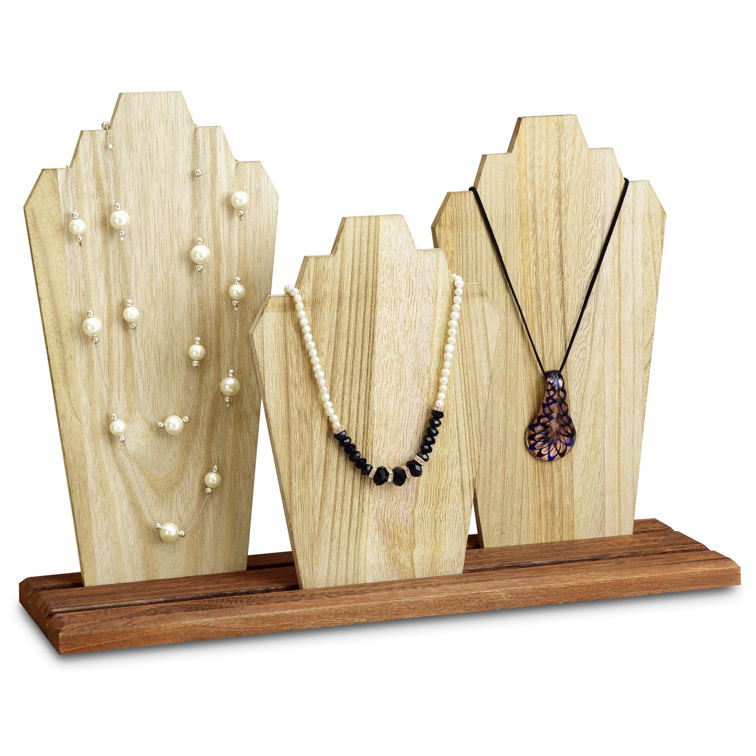 Ikee Design® Wooden Multi-Necklace Display Stand - Holds Multiple Necklaces