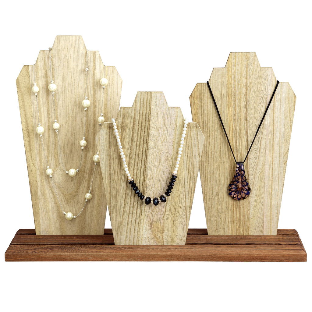 Ikee Design® Wooden Multi-Necklace Display Stand - Holds Multiple Necklaces